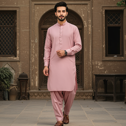 Unstitched Tea Pink Wash & Wear Shalwar Kameez Fabric